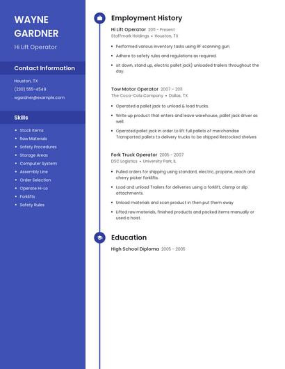 Hi Lift Operator Resume