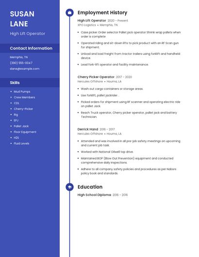 High Lift Operator Resume