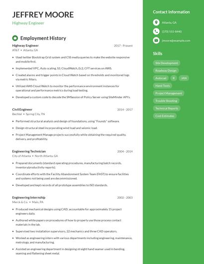 Highway Engineer Resume
