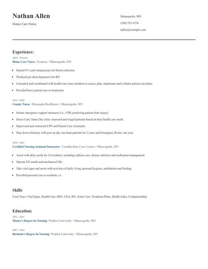 Home Care Nurse Resume