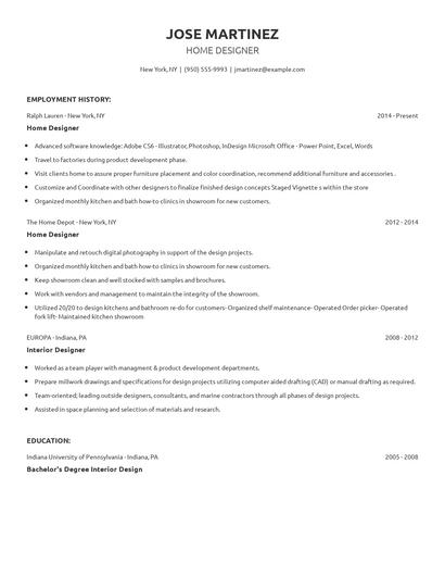 Home Designer Resume