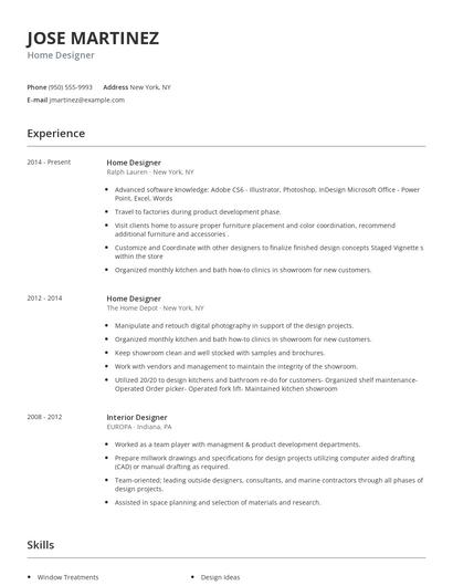 Home Designer Resume
