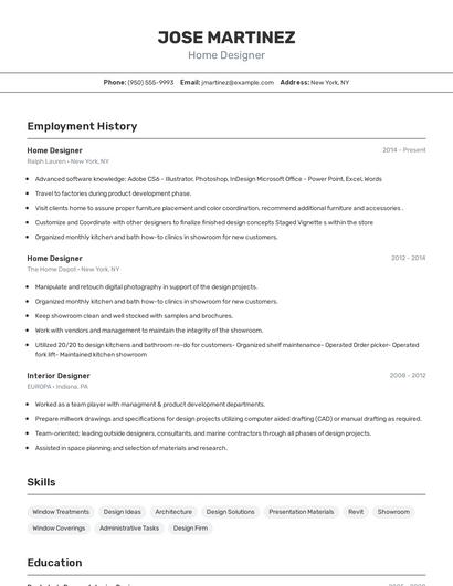 Home Designer Resume