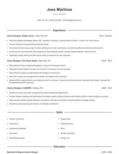 Home Designer Resume
