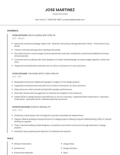 Home Designer Resume