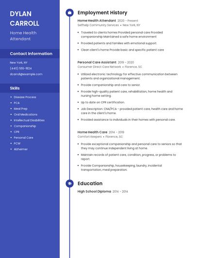 Home Health Attendant Resume