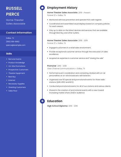 Home Theater Sales Associate Resume