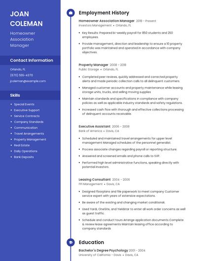 Homeowner Association Manager Resume