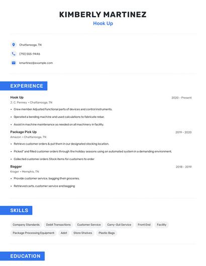 Hook Up Resume