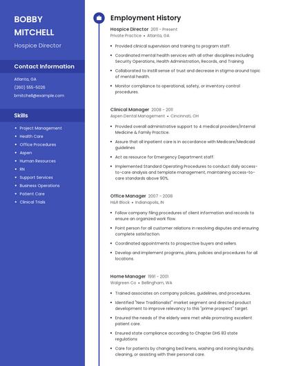 Hospice Director Resume