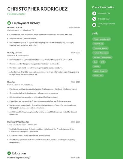 Hospice Director Resume