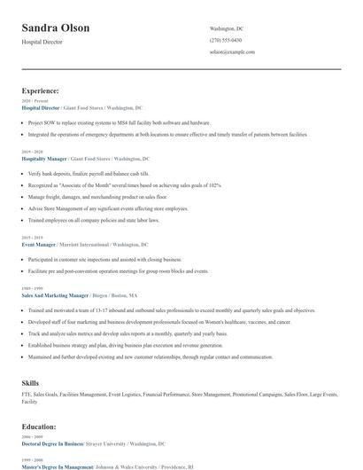 Hospital Director Resume