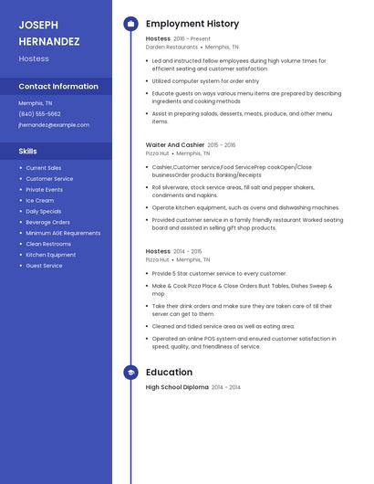 Hostess Resume