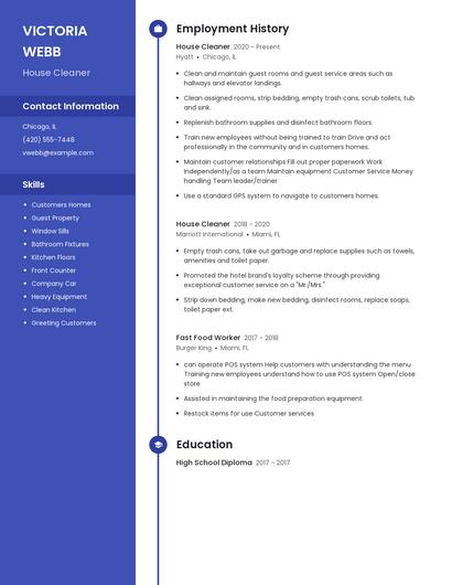 House Cleaner Resume