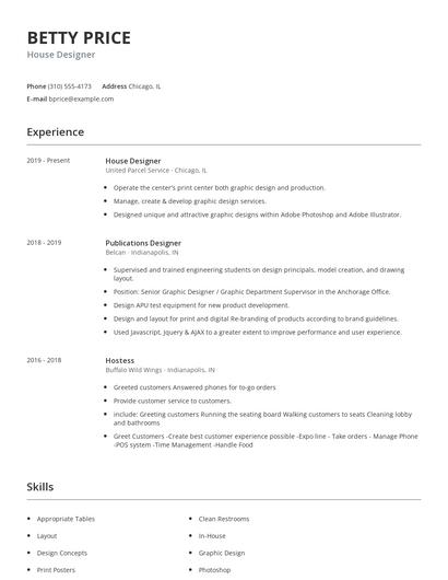 House Designer Resume
