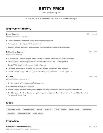 House Designer Resume