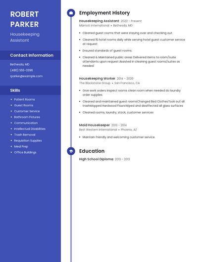 Housekeeping Assistant Resume
