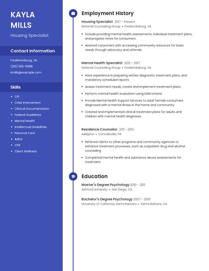 Housing Specialist Resume