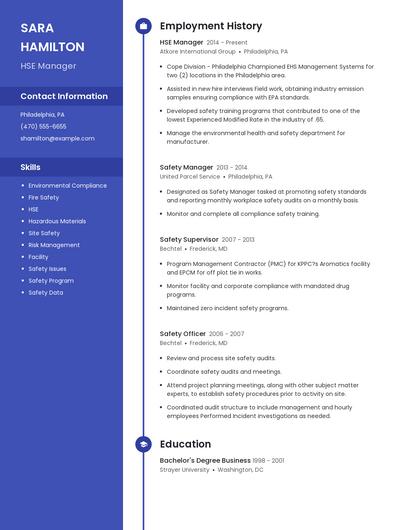 HSE Manager Resume
