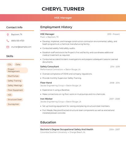 HSE Manager Resume