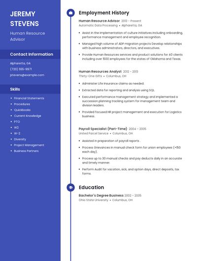 Human Resource Advisor Resume