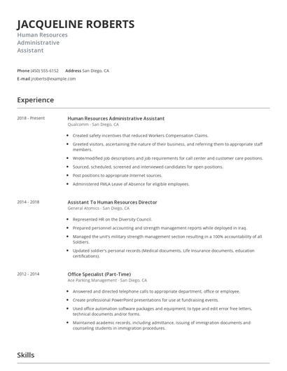 Human Resources Administrative Assistant Resume