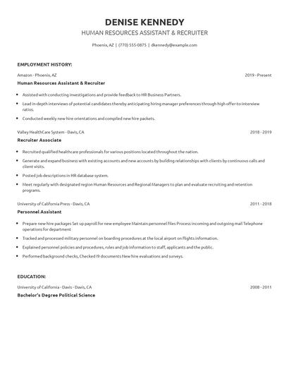 Human Resources Assistant & Recruiter Resume