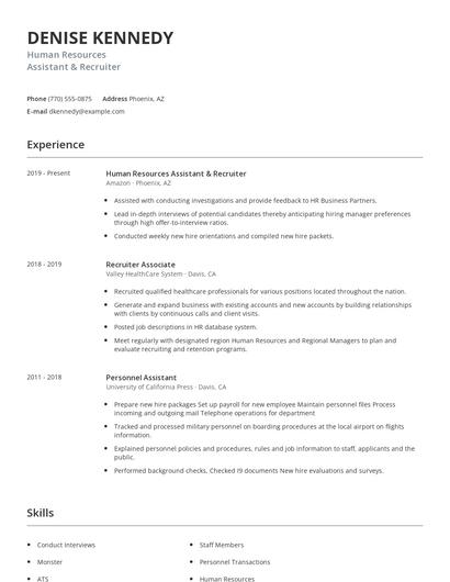 Human Resources Assistant & Recruiter Resume