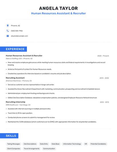 Human Resources Assistant & Recruiter Resume