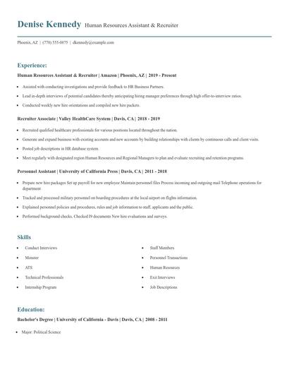 Human Resources Assistant & Recruiter Resume