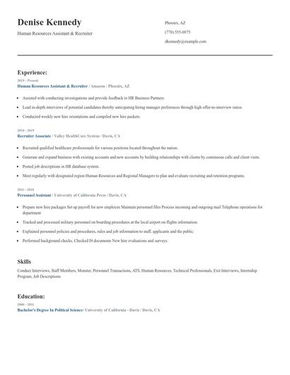 Human Resources Assistant & Recruiter Resume