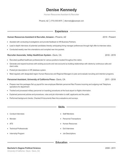 Human Resources Assistant & Recruiter Resume