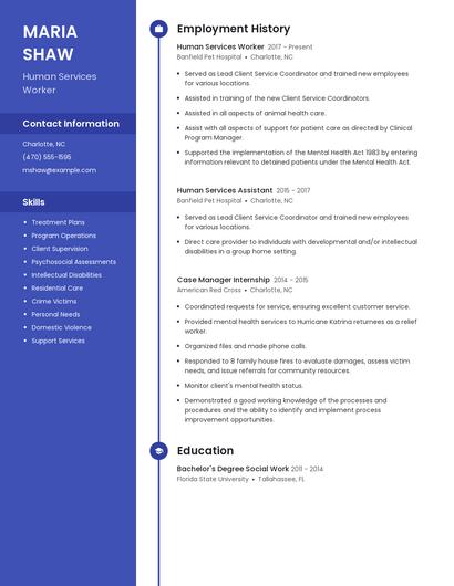 Human Services Worker Resume