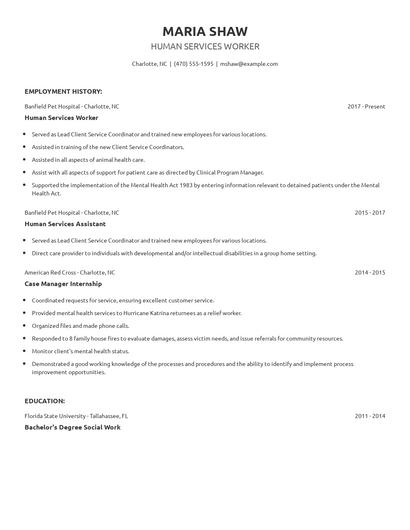 Human Services Worker Resume