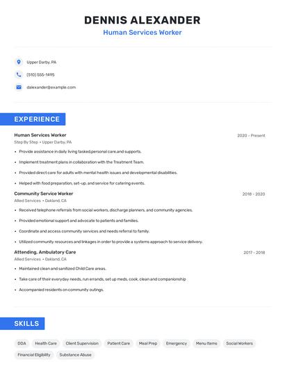 Human Services Worker Resume