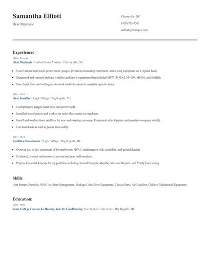 Hvac Mechanic Resume