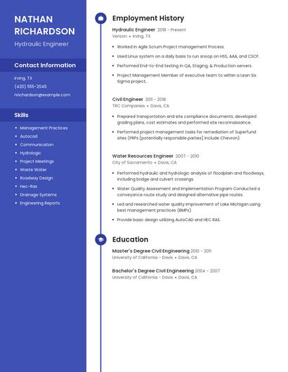 Hydraulic Engineer Resume