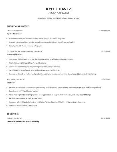 Hydro Operator Resume