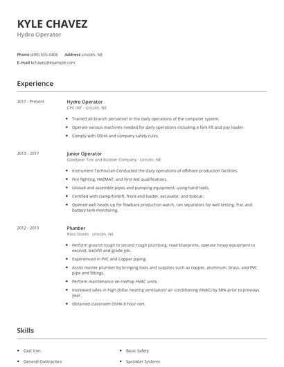 Hydro Operator Resume