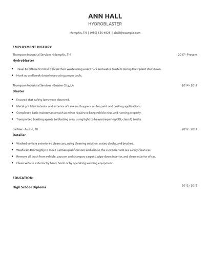Hydroblaster Resume