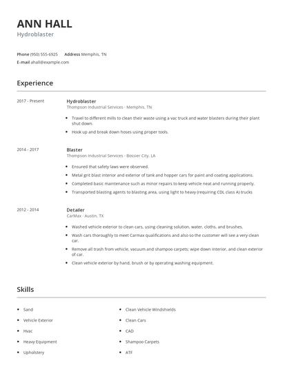 Hydroblaster Resume