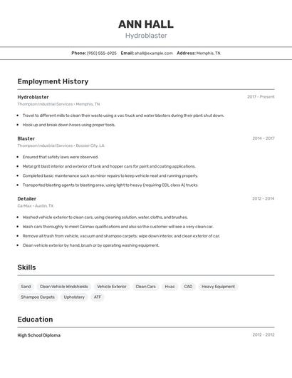 Hydroblaster Resume