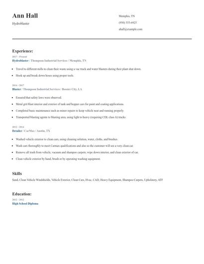 Hydroblaster Resume