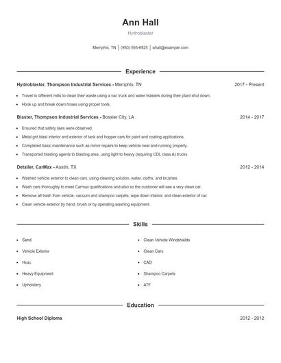 Hydroblaster Resume