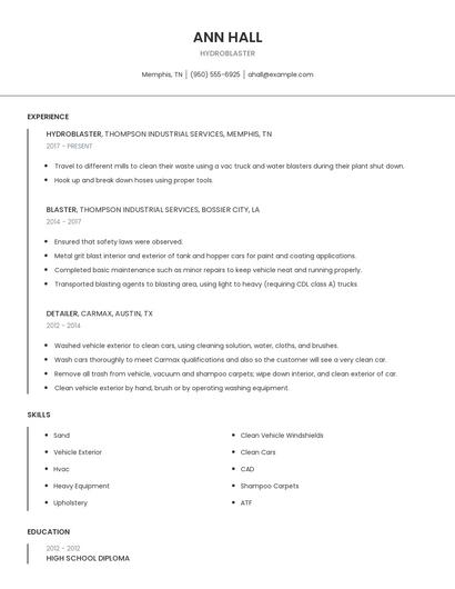 Hydroblaster Resume
