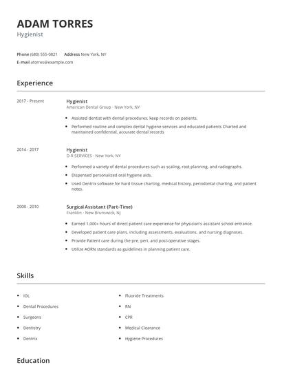 Hygienist Resume