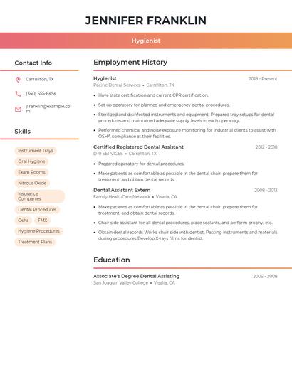 Hygienist Resume