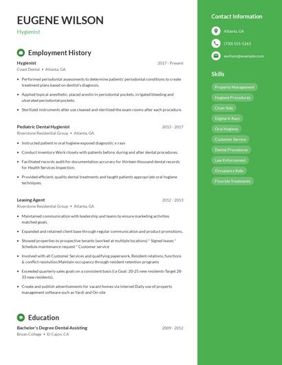 Hygienist Resume