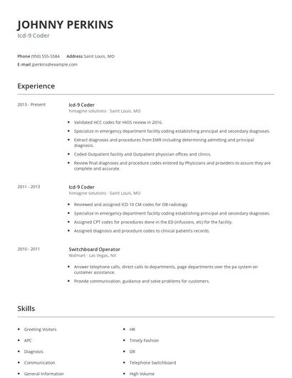 Icd-9 Coder Resume