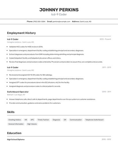 Icd-9 Coder Resume